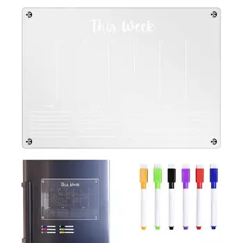 Прозрачная доска для сухого стирания для холодильника, Магнитный акриловый календарь для холодильника, Магнитный магнит на холодильник, который можно использовать неоднократно