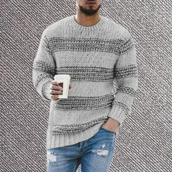 Стильный трикотаж с круглым вырезом, Повседневный мужской Пуловер с Длинным рукавом, Свитер, Пуловер, Повседневный свитер