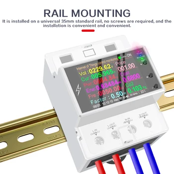 Приложение WIFI Remote smart Din Rail Power Energy Meter, переключатель учета однофазного переменного тока 110-230 В 100A, IPS монитор энергии