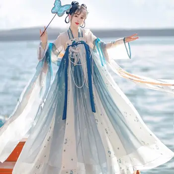 Китай Ханфу женщины Династии Тан плечевой ремень высотой до груди сказочная юбка весна и осень повседневные китайские элементы