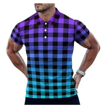 Мужская летняя модная рубашка поло, цветная многоугольная рубашка поло с 3D принтом, Унисекс, Harajuku, уличная повседневная спортивная футболка с короткими рукавами