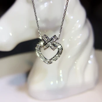 Креативное женское ожерелье Huitan в форме креста и сердца с геометрическим фианитным камнем, модные роскошные свадебные украшения, аксессуары, прямая поставка