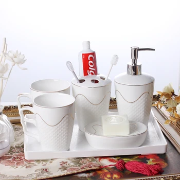 Креативный Набор керамических бутылочек для лосьона, Креативная чашка для мытья посуды с ручкой, Домашнее украшение ванной комнаты, Лоток для хранения орнамента