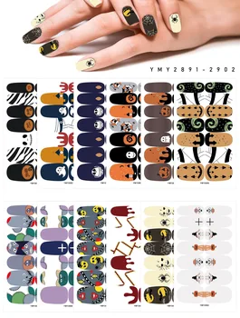 2022 Новые Наклейки для ногтей на Хэллоуин, Полная наклейка, Модные Украшения для дизайна ногтей, Тыквенный Призрак, Оптовая продажа, Аппликация, наклейка для ногтей