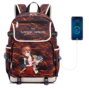 Disney Twisted-Wonderland Для Мужчин и женщин, USB Зарядка для ноутбука, Дорожные Рюкзаки Для мальчиков и девочек, Подростковые школьные сумки для студентов колледжа, Mochila