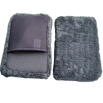 Серые подушечки для нанесения деталей автомобиля из микрофибры, автомобильный восковой аппликатор с карманом, 2 шт