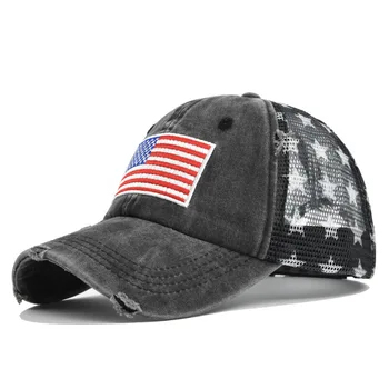 Хлопковая шляпа папы в стиле хип-хоп с пентаграммой, Новая бейсболка с вышивкой американского флага, сетчатые бейсболки для мужчин, женщин, Летняя бейсболка Унисекс