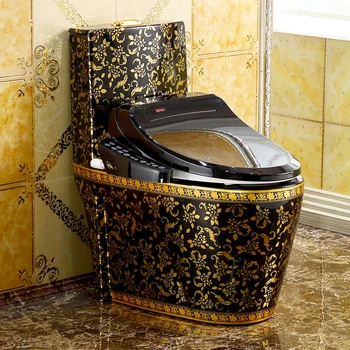 Элегантный золотой туалет в европейском стиле, винтажный черный туалет, туалет с полностью автоматической сушкой, туалет мгновенного типа