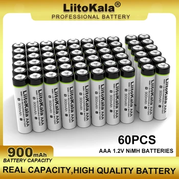 60 шт./лот LiitoKala AAA NiMH 1,2 В Аккумуляторная батарея 900 мАч Подходит для игрушек, мышей, электронных весов и т.д.