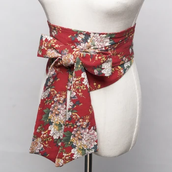 Японское Кимоно с Широкими Поясами, Аксессуар для женского платья, Красивые пояса Юката с принтом бабочки, Одежда для Косплея в винтажном стиле