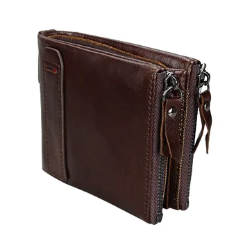 Мужской кошелек из натуральной кожи в европейском и американском стиле, кошелек на молнии с пряжкой, сумка из воловьей кожи, стоимость доставки