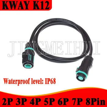 KWAY K12 штекеры и розетки для мужчин и женщин водонепроницаемые IP68 пайка 1 М 2 М 3 М 5 М 8 М 10 М кабель для наружного питания быстрые разъемы