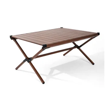 Походный стол Ozark Trail с алюминиевой рулонной Столешницей, Темно-коричневый маленький стол, настольный стол на открытом воздухе